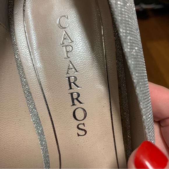 Caparros Rhinestone Buckle Peep Toe Silver 2.5”  Heel Party Bridal Shoes 10.5 B - Picture 9 of 14